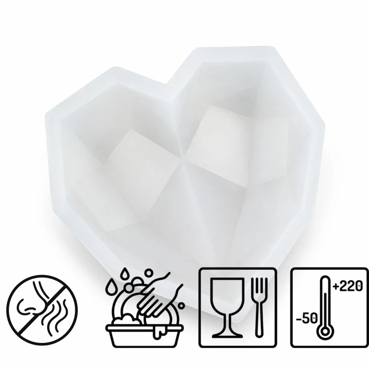 Forma silikonowa do czekolady Duże serce geometryczne – żywica, gips, tort