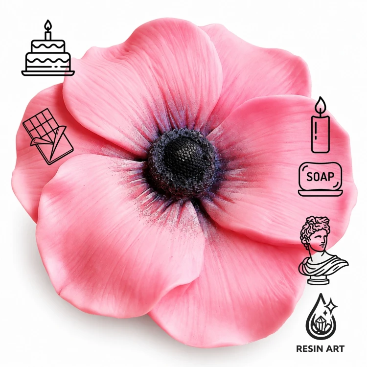 Forma silikonowa kwiaty Zawilec – tort, świece, czekolada, gips