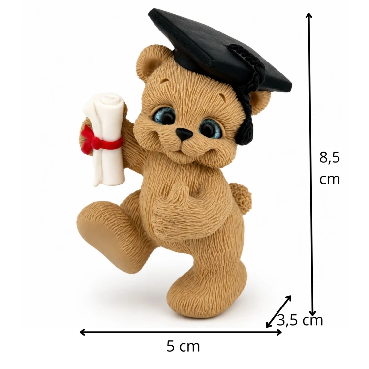 Forma silikonowa Miś absolwent 2D – tort, czekolada, świece, gips