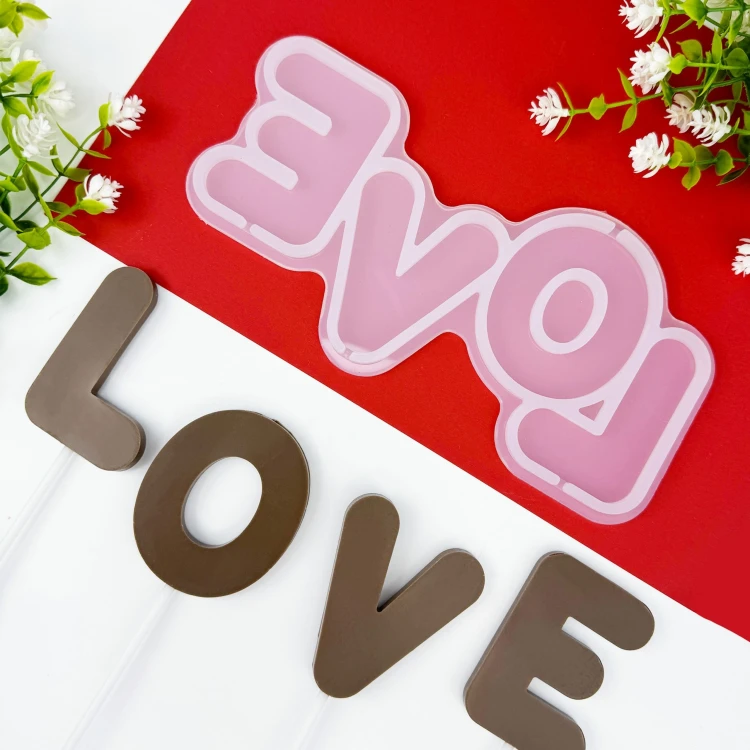 Forma silikonowa napis LOVE – Walentynki, lizaki, czekolada