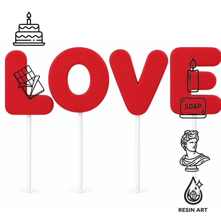 Forma silikonowa napis LOVE – Walentynki, lizaki, czekolada