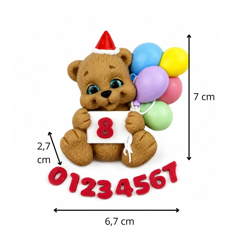 Forma silikonowa do czekolady Miś z balonami 2D – tort, gips, mydło, świec