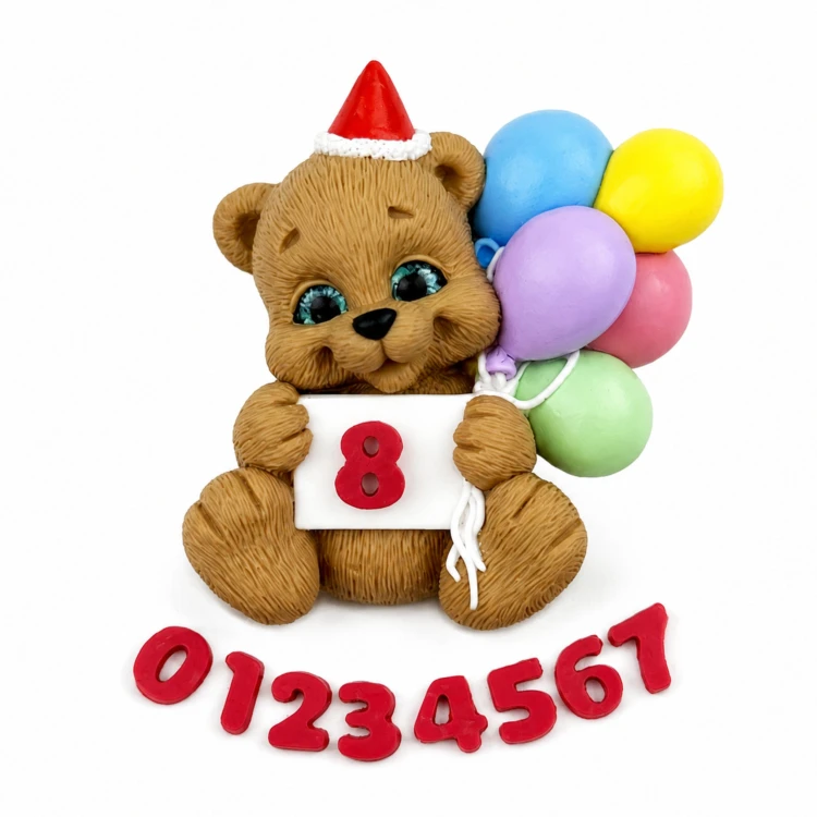 Forma silikonowa do czekolady Miś z balonami 2D – tort, gips, mydło, świec