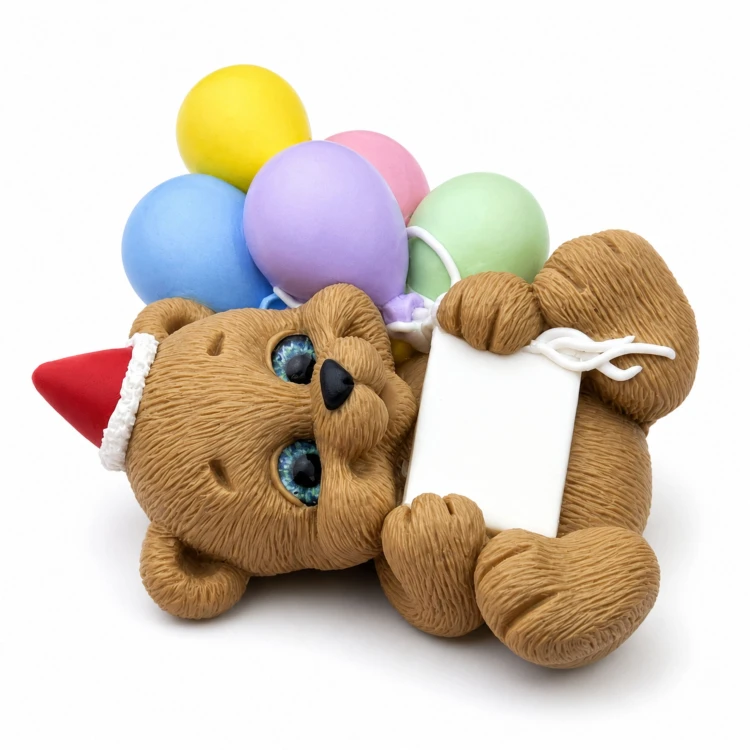 Forma silikonowa do czekolady Miś z balonami 2D – tort, gips, mydło, świec