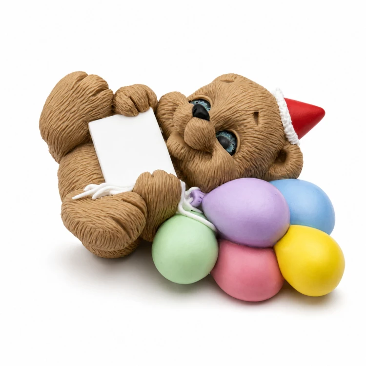Forma silikonowa do czekolady Miś z balonami 2D – tort, gips, mydło, świec