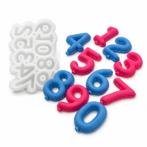 Forma silikonowa Cyfry balonowe 2D 4 cm – urodziny, tort, czekolada