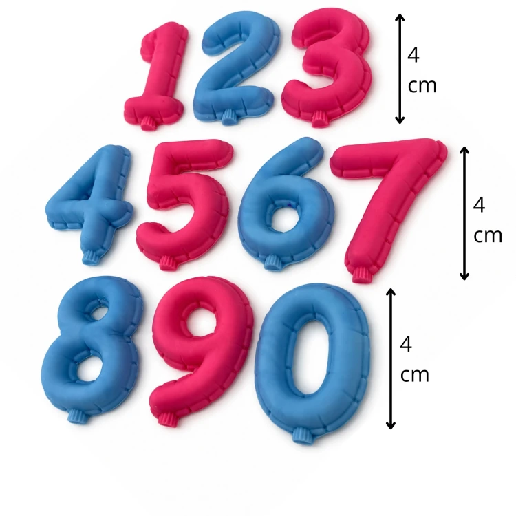 Forma silikonowa Cyfry balonowe 2D 4 cm – urodziny, tort, czekolada