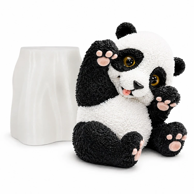 Forma silikonowa Panda 3D – tort dziecięcy, czekolada, świece