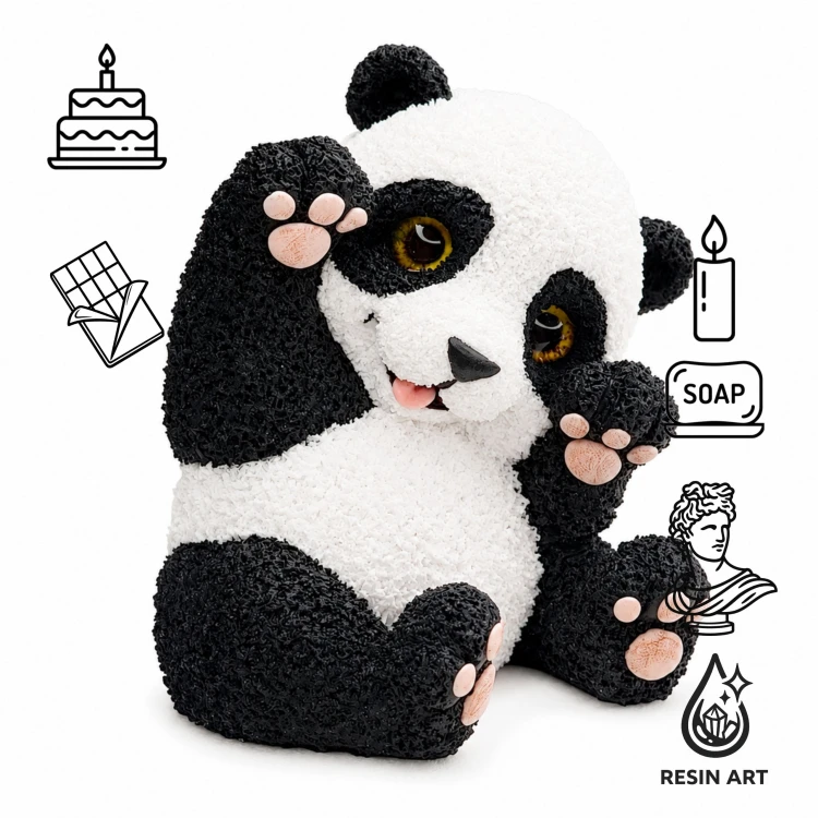 Forma silikonowa Panda 3D – tort dziecięcy, czekolada, świece